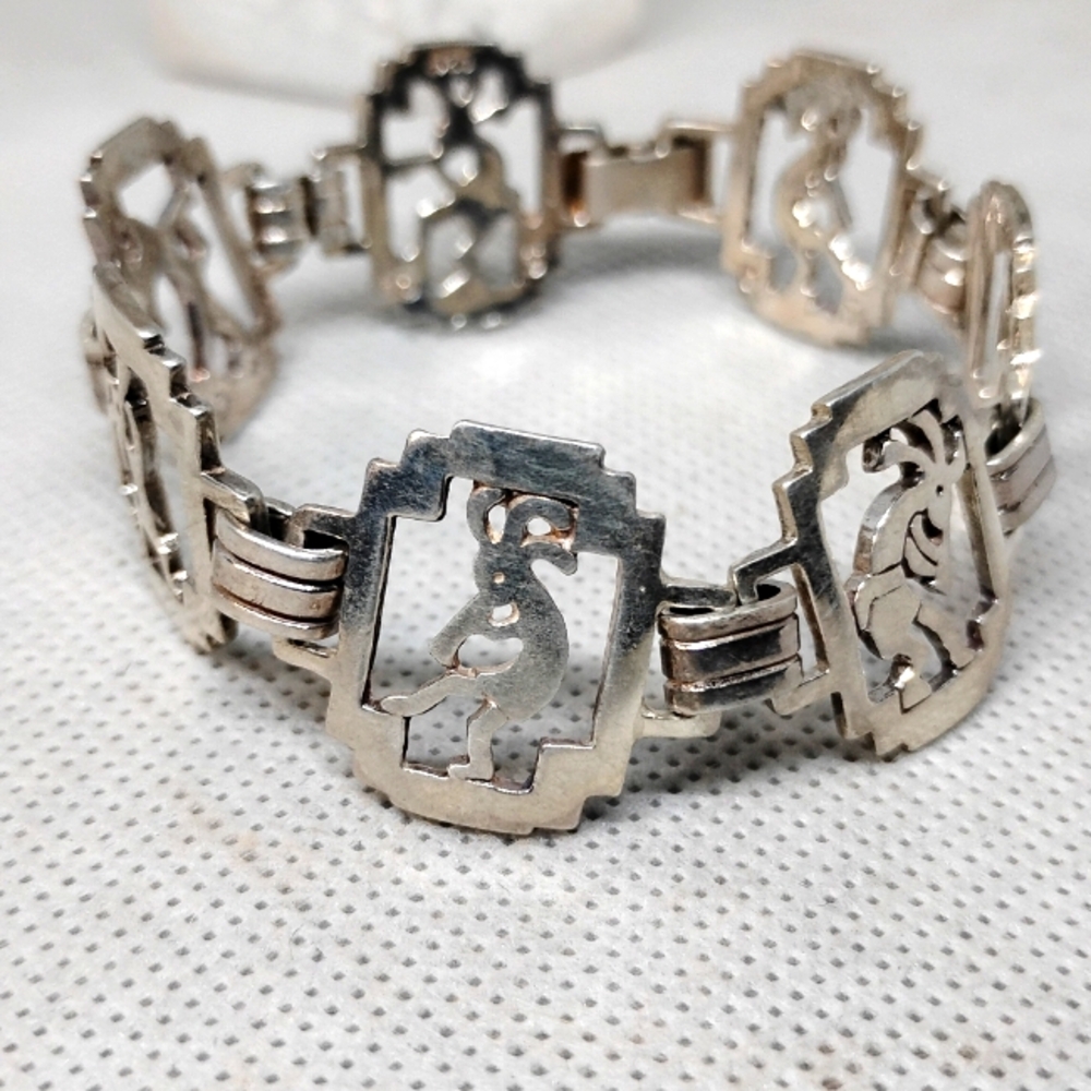 Elegant Sterling Silver Kokopelli Bracelet